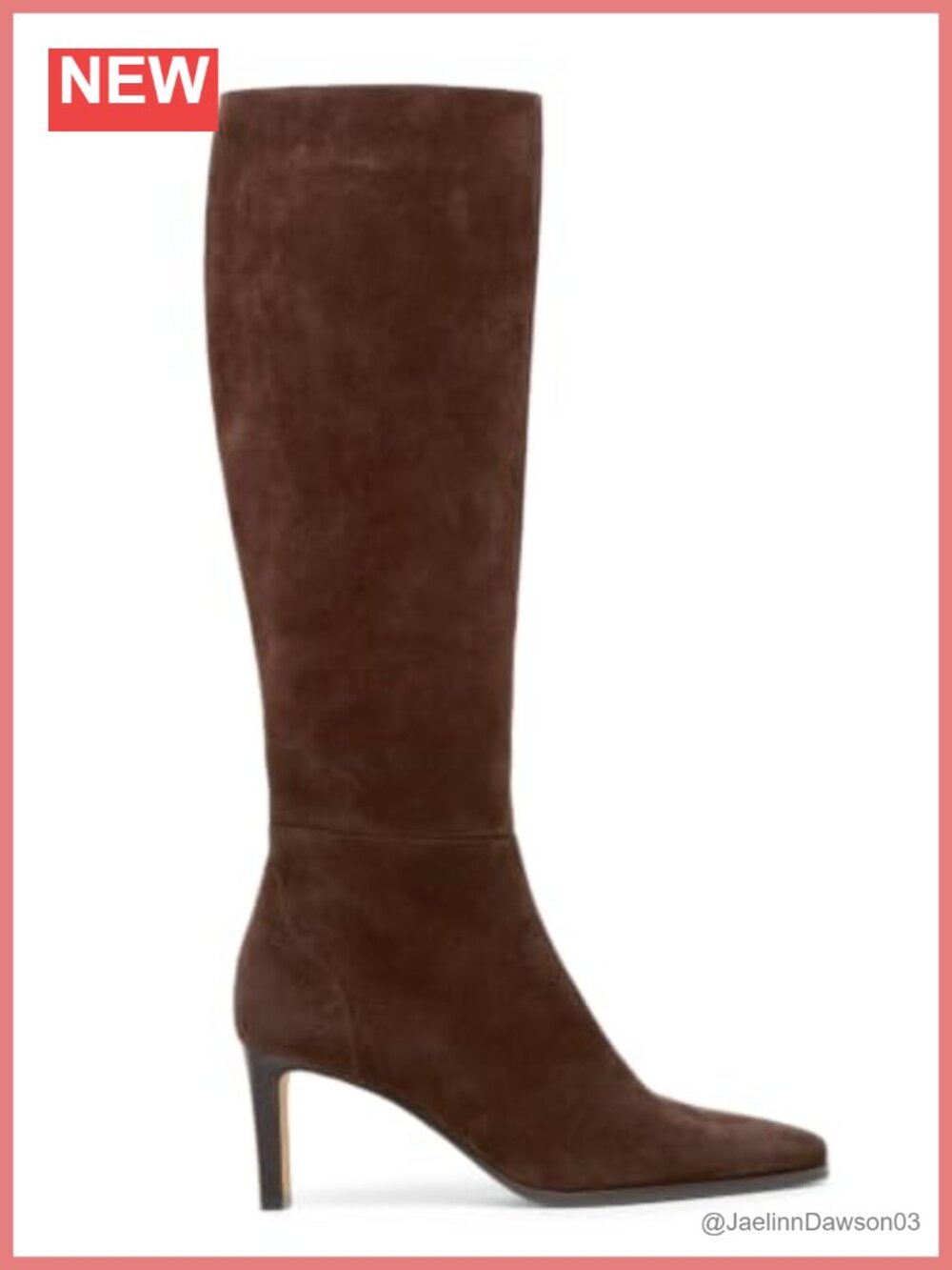 Coutgo Womens Knee High Boots High Heel Side Zipper Faux Suede Tall Boots